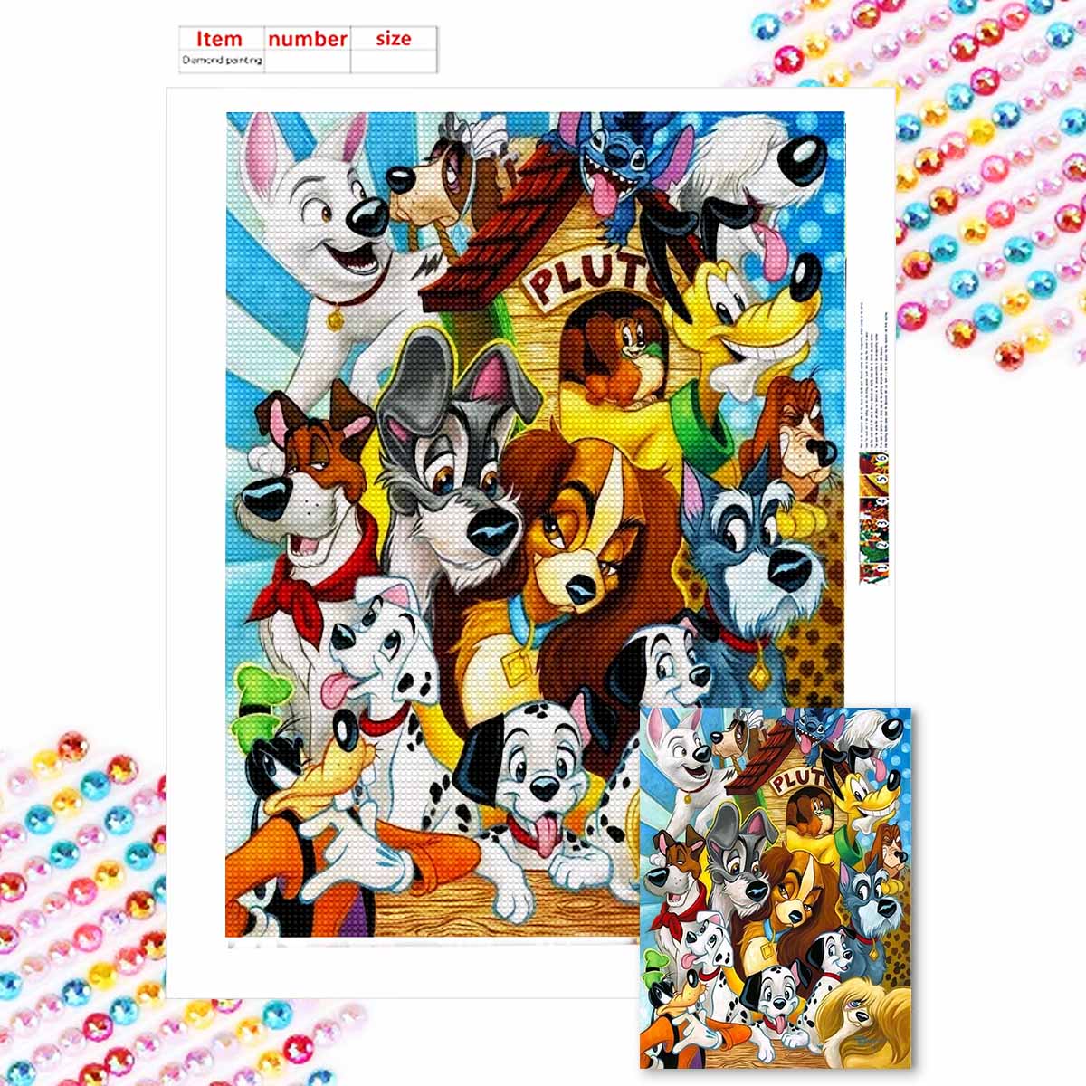 

Наборы для алмазной живописи 5D DIY для взрослых, Наборы с полными круглыми кристальными алмазами с пятнистой собакой для начинающих для украшения стен дома Round 20x30cm