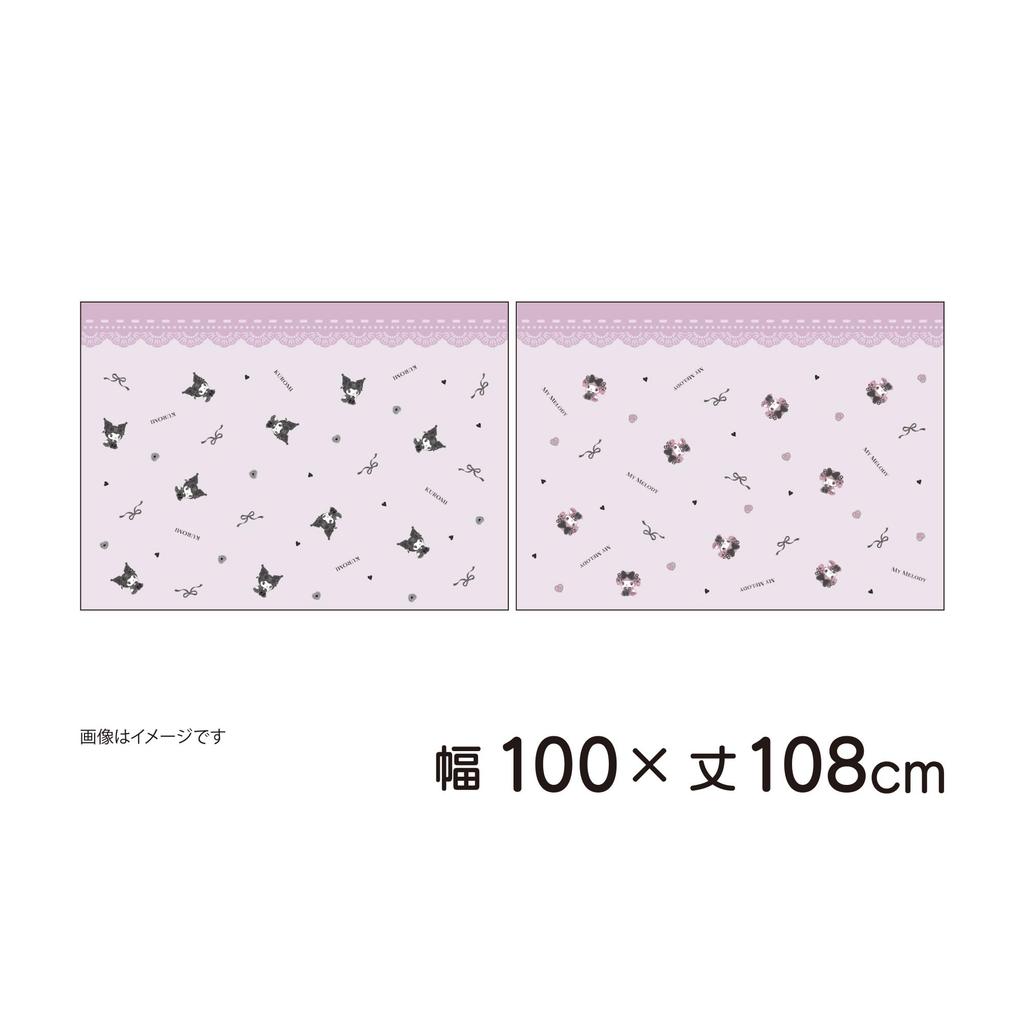 MORIPiLO Sanrio Lace Curtains Featuring My Melody and Kuromi Connecting Art 100x133cm Set of Cute Sanrio Midnight Makura No Morishita (Eba Pattern,