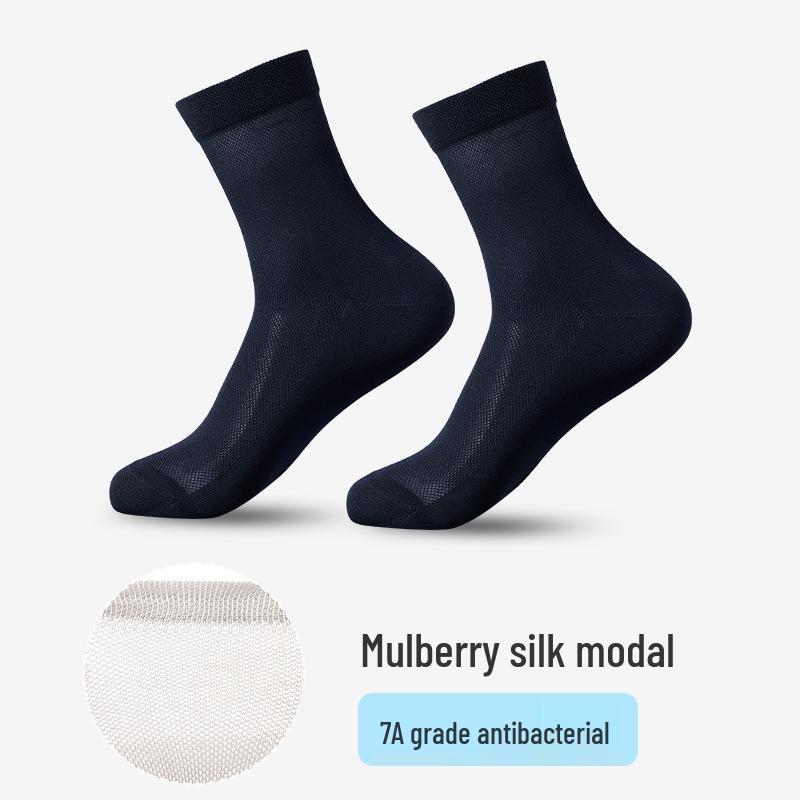 

Мужские длинные носки из модала и шелка тутового дерева черного цвета - Дышащие, Антибактериальные, Летние, для делового стиля 39-45