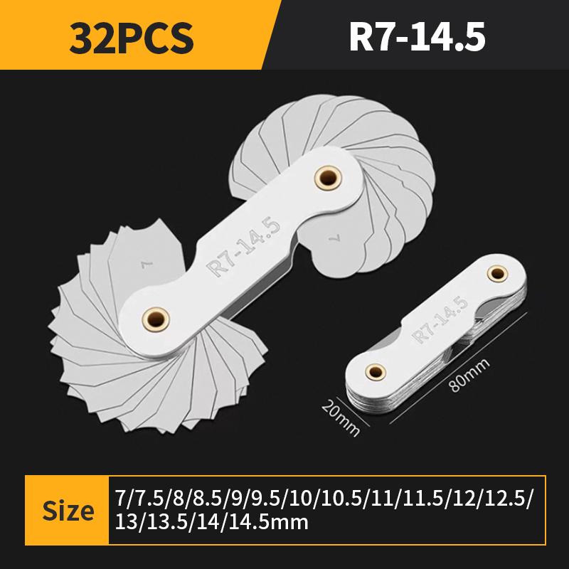 

Радиусный шаблон R калибр R1-6,5 7-14,5 15-25 26-80 радиусный калибр пластина калибр для галтелей Внешний Внутренний Вогнутый Выпуклый Измерительный инструмент