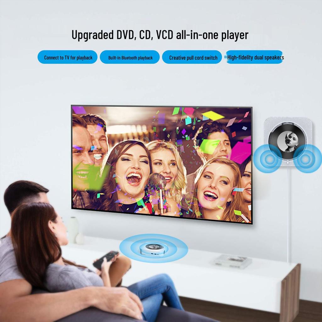 Portable HD Bluetooth DVD/CD Player with MP3, Rechargeable Speaker, TV Connectivity