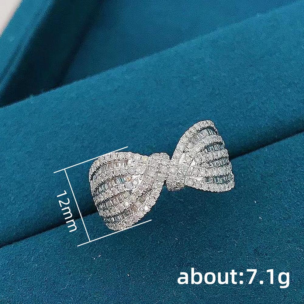 Fashion Trend Ins Minimalist Style Ring, Light Luxury Niche Bow Ring, Micro-inlaid Zircon Fashion Jewelry