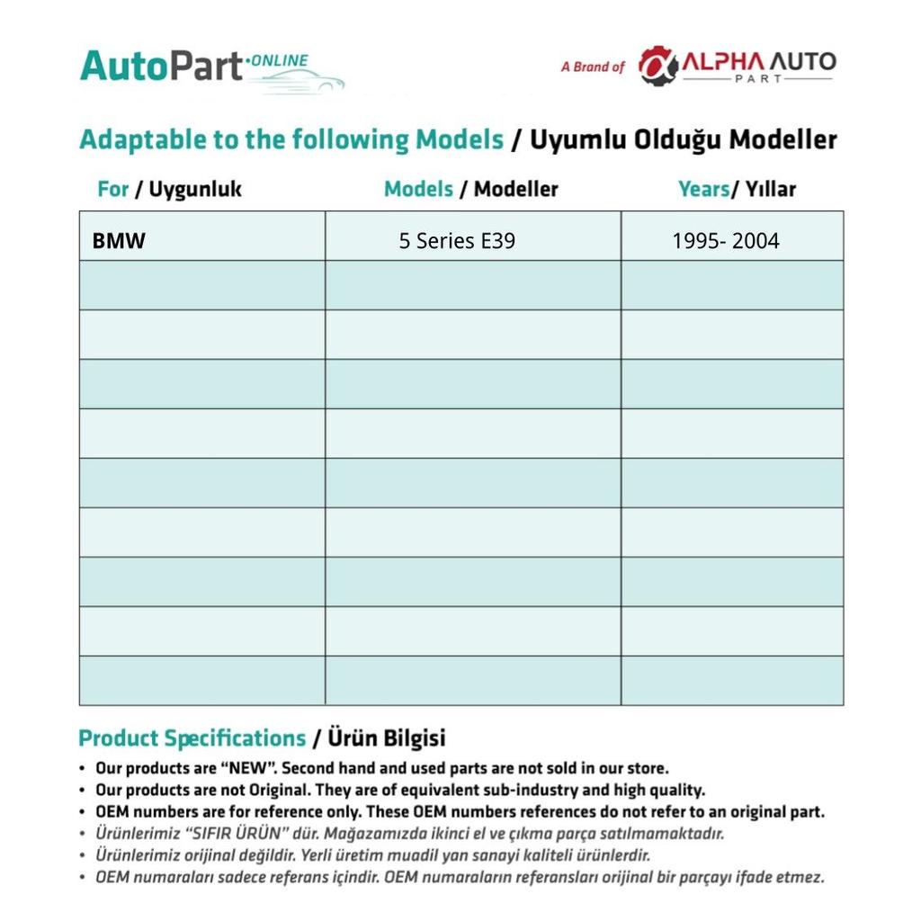 Front-Rear Exterior Metal Door Handle Right - Left Set for BMW 5 Series E39