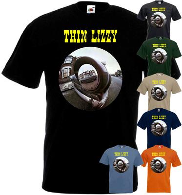 T-shirt Thin Lizzy v1 hard rock nero arancione blu verde kaki tutte le taglie S-5XL