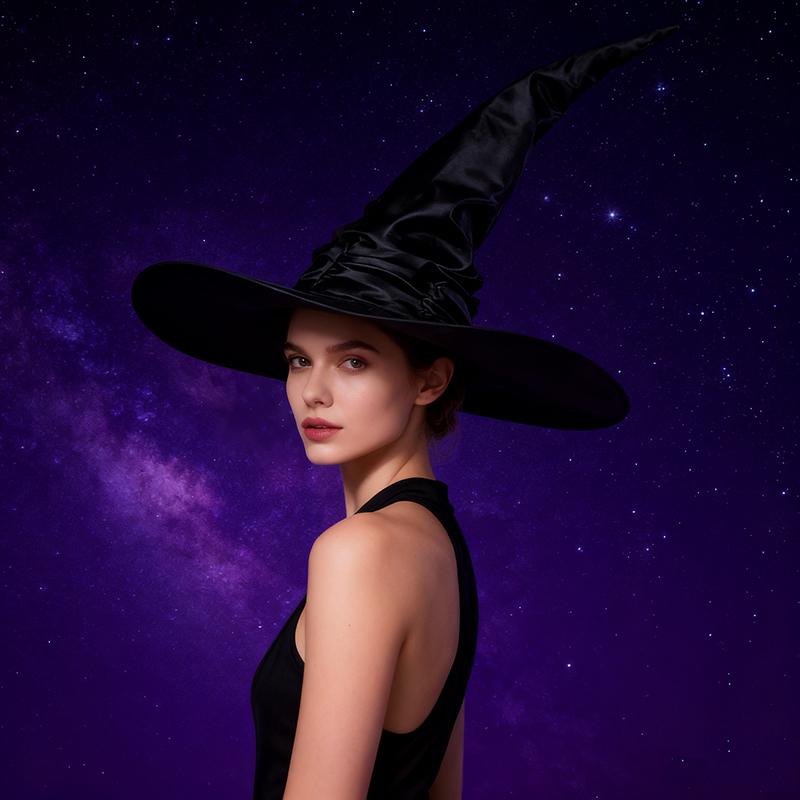 Halloween Folds Witch Wizard Black Hat for Party Cosplay Costume Headgear Devil Cap Women Costume Accessory for Cosplay Party