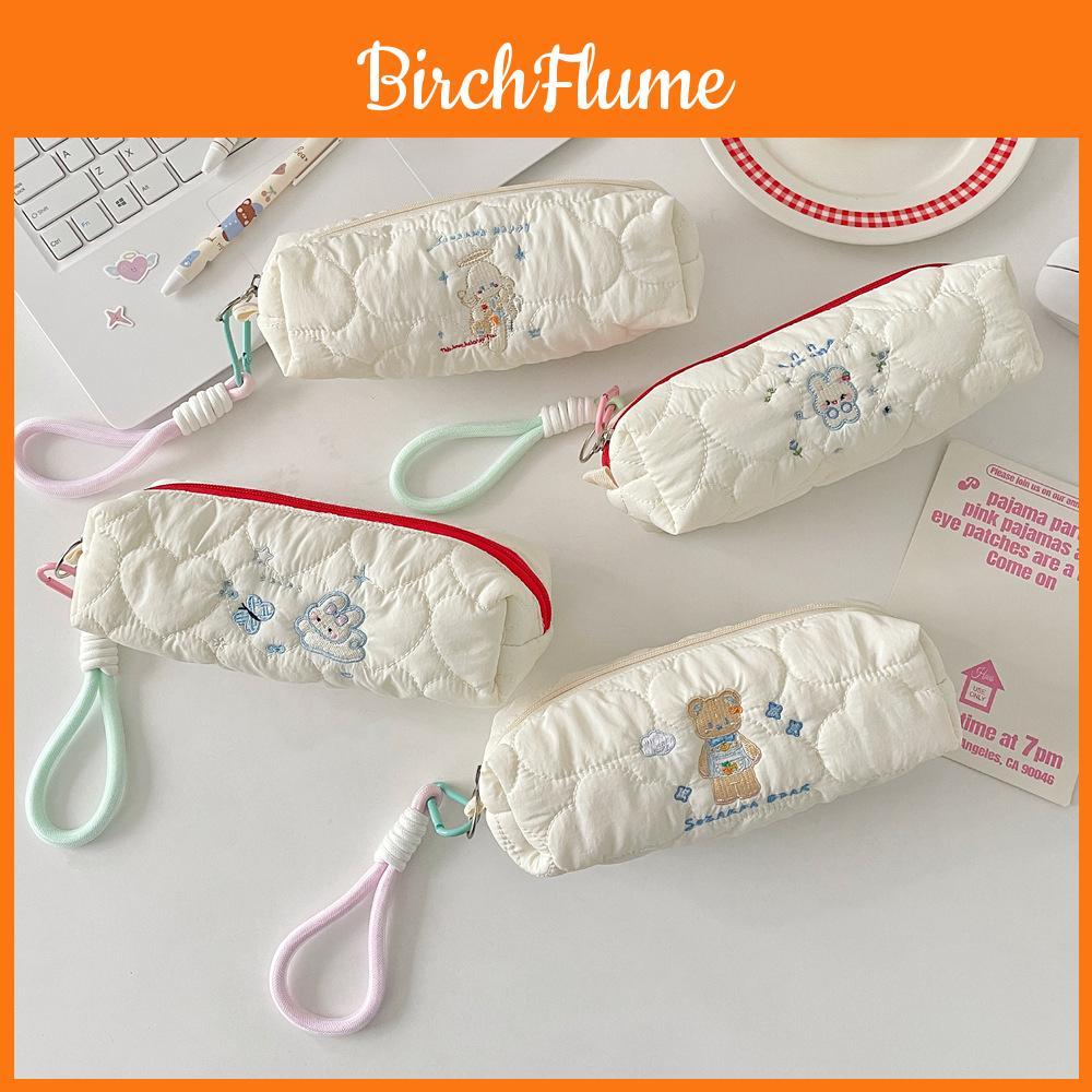 Kids Cartoon Embroidered Large Capacity Pencil Case With Soft Polyester For Girls And School Supplies