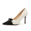 8858 [Discontinued] High heels women's thin heels 2025 new pointed head color matching small fragrant bow single shoes
