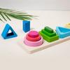 Montessori Träsorteringsstapelleksaker Form Färg Sortering Blockpussel Småbarn Geometriska Stapelleksaker för Baby Tidig Utbildning