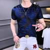 Diamant Hot Ice Seide Kurzarm T-Shirt für Herren Sommerbekleidung Trendmarke Vielseitiges Halbarm T-Shirt für Herren Freizeitbekleidung
