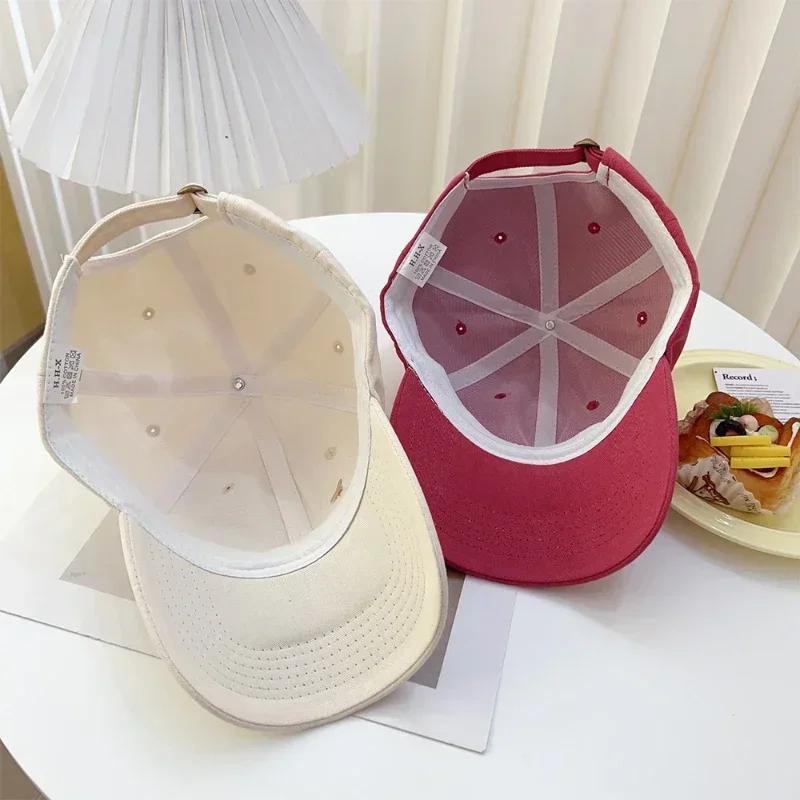 Korean Dopamine Bow Embroidery Baseball Cap Adjustable Washed Denim Snapback Hats For Women Girl Cute Top Sun Hat Female Caps