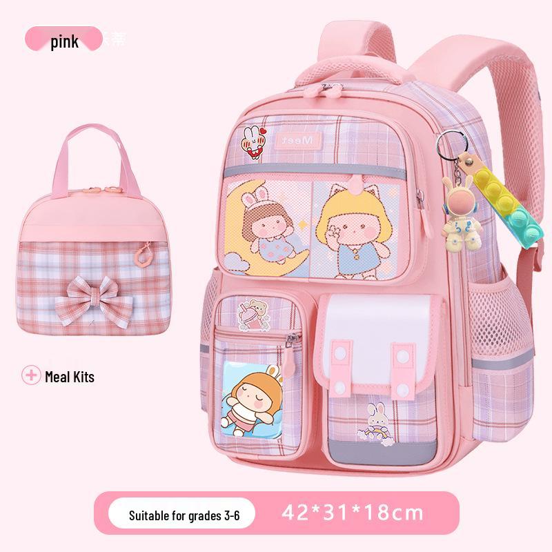2025 Plaid Backpack: Large Capacity School Bag for Elementary to Junior High Students