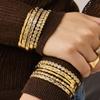 Bracciale Geometrico in Oro 18K Europeo & Americano con Zirconi - Acciaio Inossidabile, Lusso Leggero, Stile Caldo