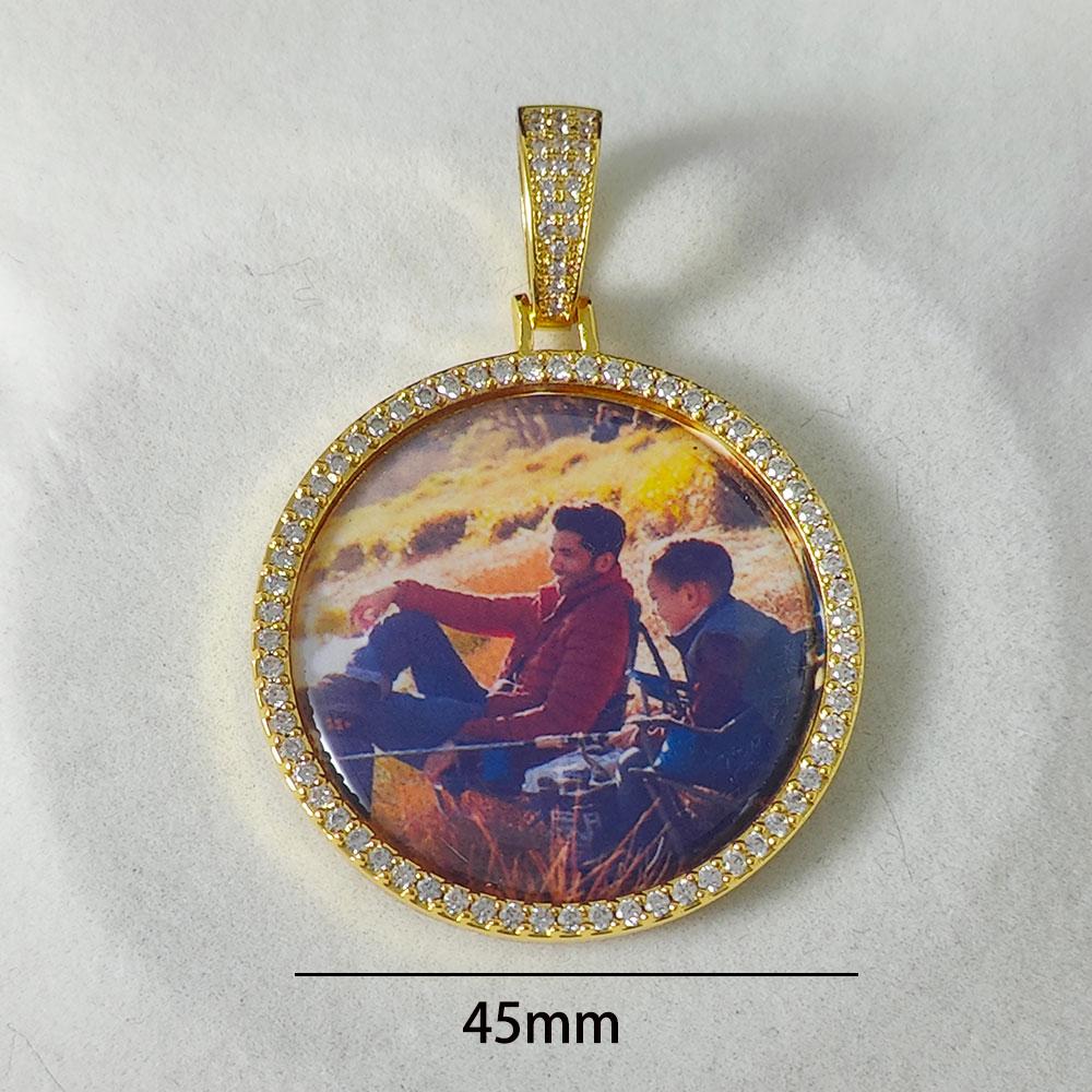 Free Laser Custom Photo Necklace Men Women Personalized Jewelry Any Picture Pendant 26/35/45/68.5mm Size Round Charm