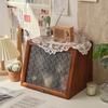 Wooden Vintage Desktop Storage Box with Flip Lid Retro Sundries Cosmetic Organizer Dust-proof Storage Box Home Table Decoration