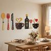 8PCS/SET Rustic Floral Kitchen Utensil Pendant Wood Coffee Cup Wall Sticker Wall Art Decals  Bar