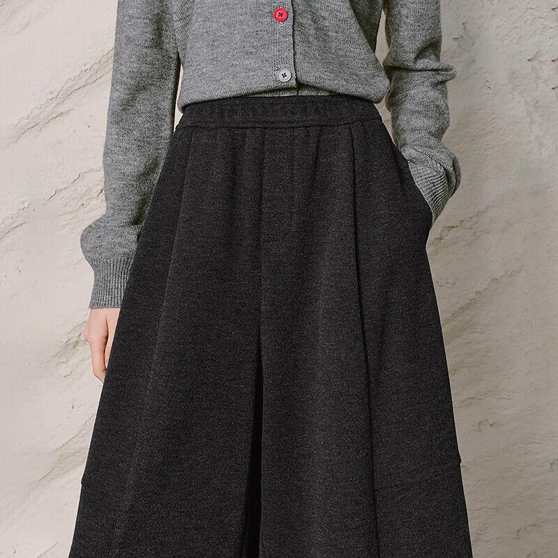 CHUYU Women's Winter Cropped Wide-Leg Knit Pants