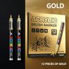 Gold and Silver Direct-Flow Acrylic Markers Art Highlighters DIY Black Card Journaling Pens Soft-Tip Painting Markers