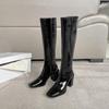 fashion Winter Short Plush Women Knee-High Boots Elegant Thick Heel Shoes Ladies Concise Square Toe Long Botas De Mujer