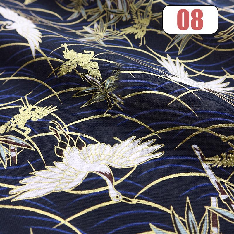 100x150cm Oriental Style Crane Prints Bronzing Fabric Japanese Sea Wave Koi Cotton Fabric For Sewing Quilting Patchwork DIY