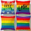Classic Theme Homosexual Rainbow Flag Cushion Cover Soft & Easy-Wash Pillow Case – Versatile for Couch, Bed, Travel and Office