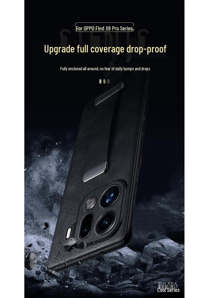 OPPO FindX9Pro/FindX8S Lux Leather Phone Case with Wrist Strap & Stand