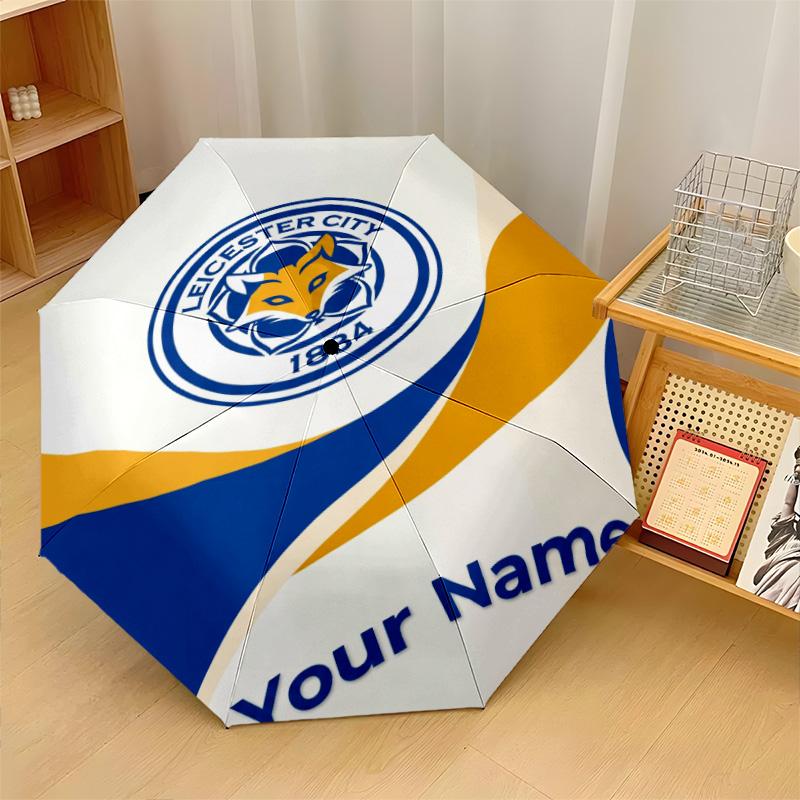 Leicester City Automatic 3‑Fold Umbrella 8‑Rib Windproof Folding Umbrella Sun Rain Protection For Outdoor Travel Daily Use