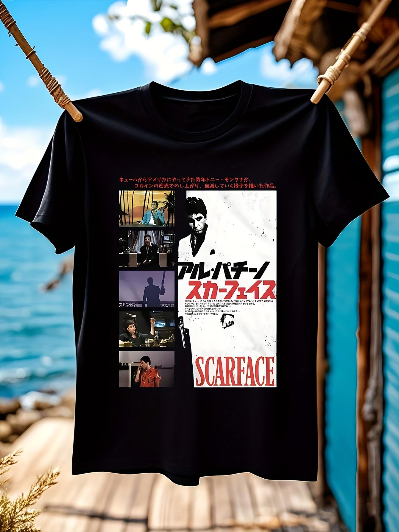 Black Casual Short-Sleeve Tshirt Featuring Scarface with ... L