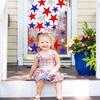 Whaline 6 Sheets Glitter Stars Window Clings Patriotic Glitter Blue Red White Stars Window Stickers Double-Sided 4th of July Window Decals for