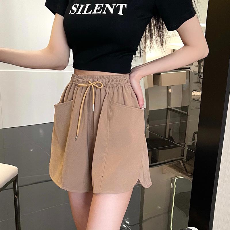 

Повседневные шорты женские летние облегающие спортивные брюки с высокой талией и карманами на шнурке длиной три четверти свободные и облегающие 2XL хаки