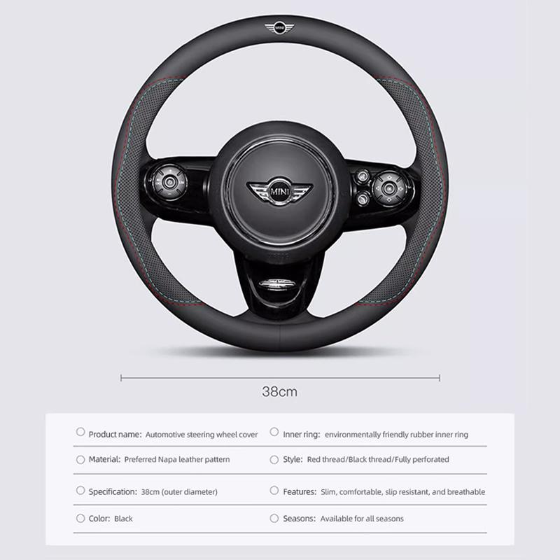 Car Leather Steering Wheel Cover Anti-slip Accessories For Mini Cooper JCW Works F54 F55 F56 F57 F60 R50 R52 R53 R55 R56 R57 R58
