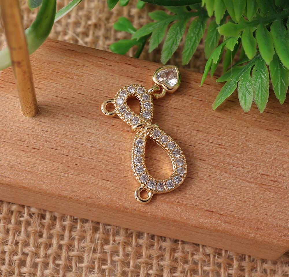 Золотая и серебряная подвеска-ожерелье в форме сердца со знаком бесконечности и бриллиантами