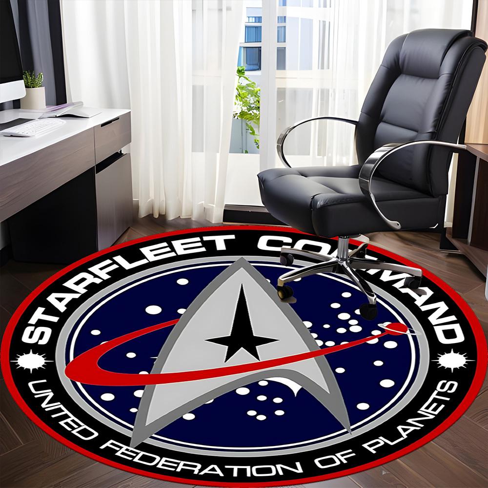 1PC Starfleet Command Office Round Rug, Non-slip, Soft and Durable Office Rug for Interior Decoration, Perfect for Office yy250915123
