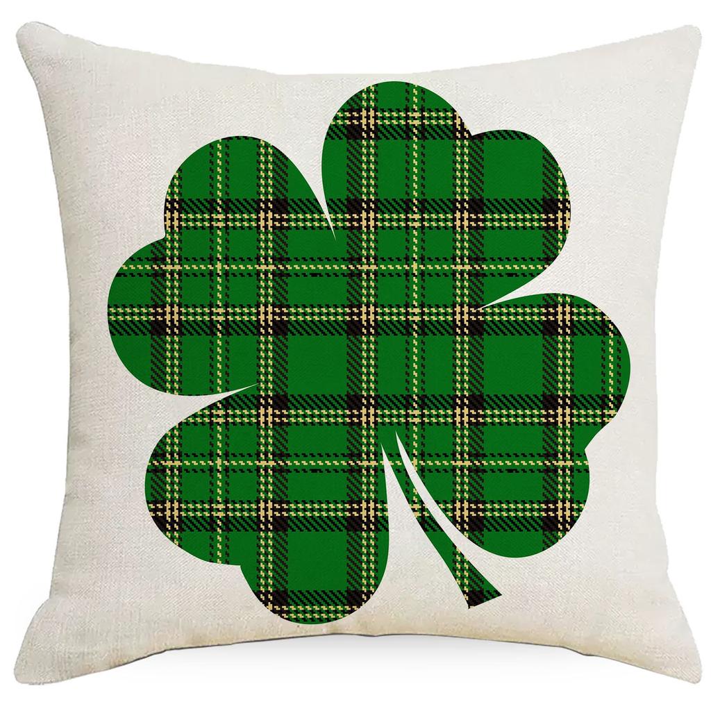 St. Patrick's Day Four-leaf Crop Printed Pillowcase Polyester Cloth Home Sofa Pillowcase