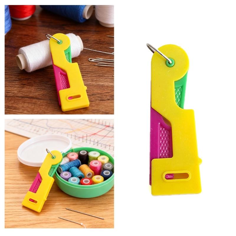 Multifunctional Needle Threader Assorted Random Color Ideal for Effortlessly Sewing Crafting and Projects
