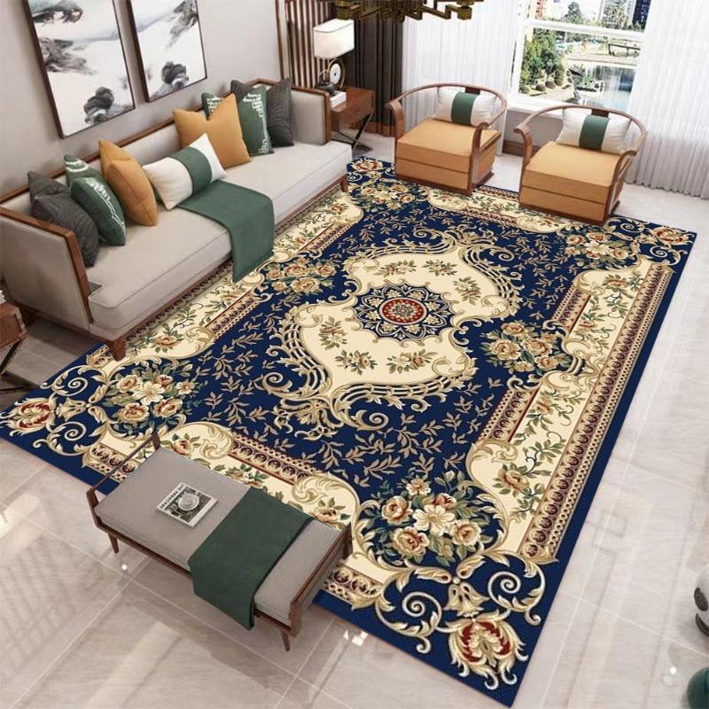 Luxury Blue Turkish Boho-style Carpetcarpet for Living Room Decor Bedroom Soft Floor Mat Balcony Lounge Rugs Kitchen Nonslip Mat