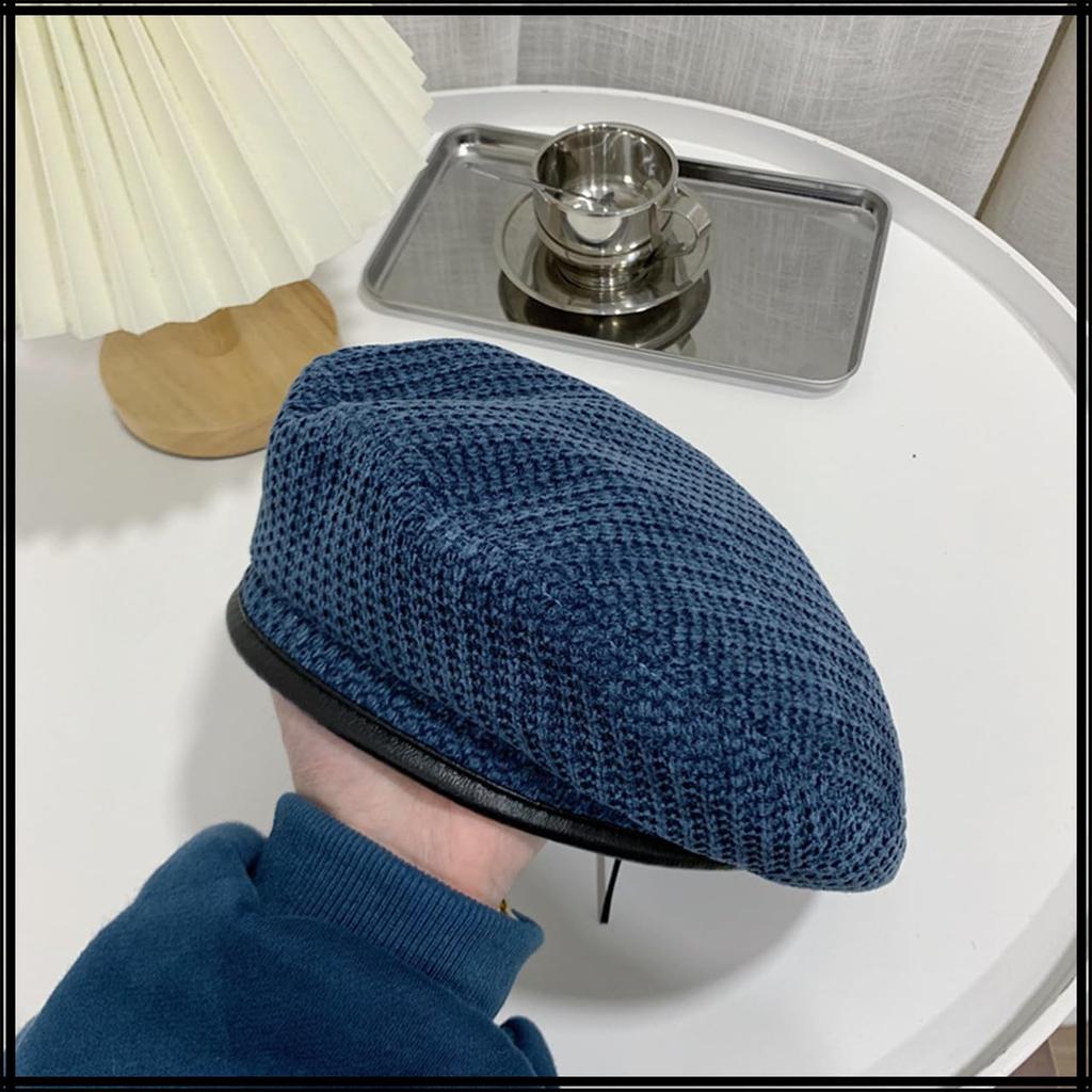 Barett CZ341 [Weißer Zahn] Hut, Herbst/Winter, Schlicht, Niedlich, Stilvoll, Elegant, Flauschig, Damen, (Marine)