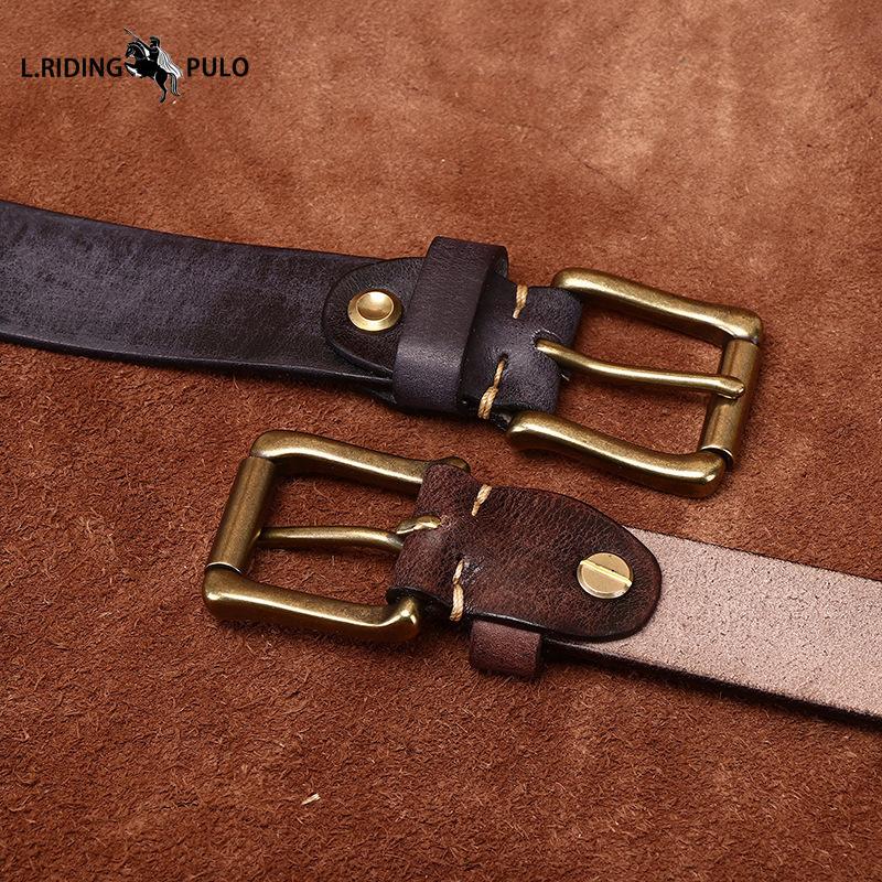 Genuine Leather Belt for Men and Women Retro Pure Cowhide Jeans Belt Korean Style Trendy Genuine Leather Versatile Universal