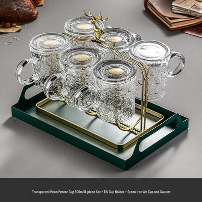 Handun High-Temperature Resistant Glass Water Cup with Deer Holder Set