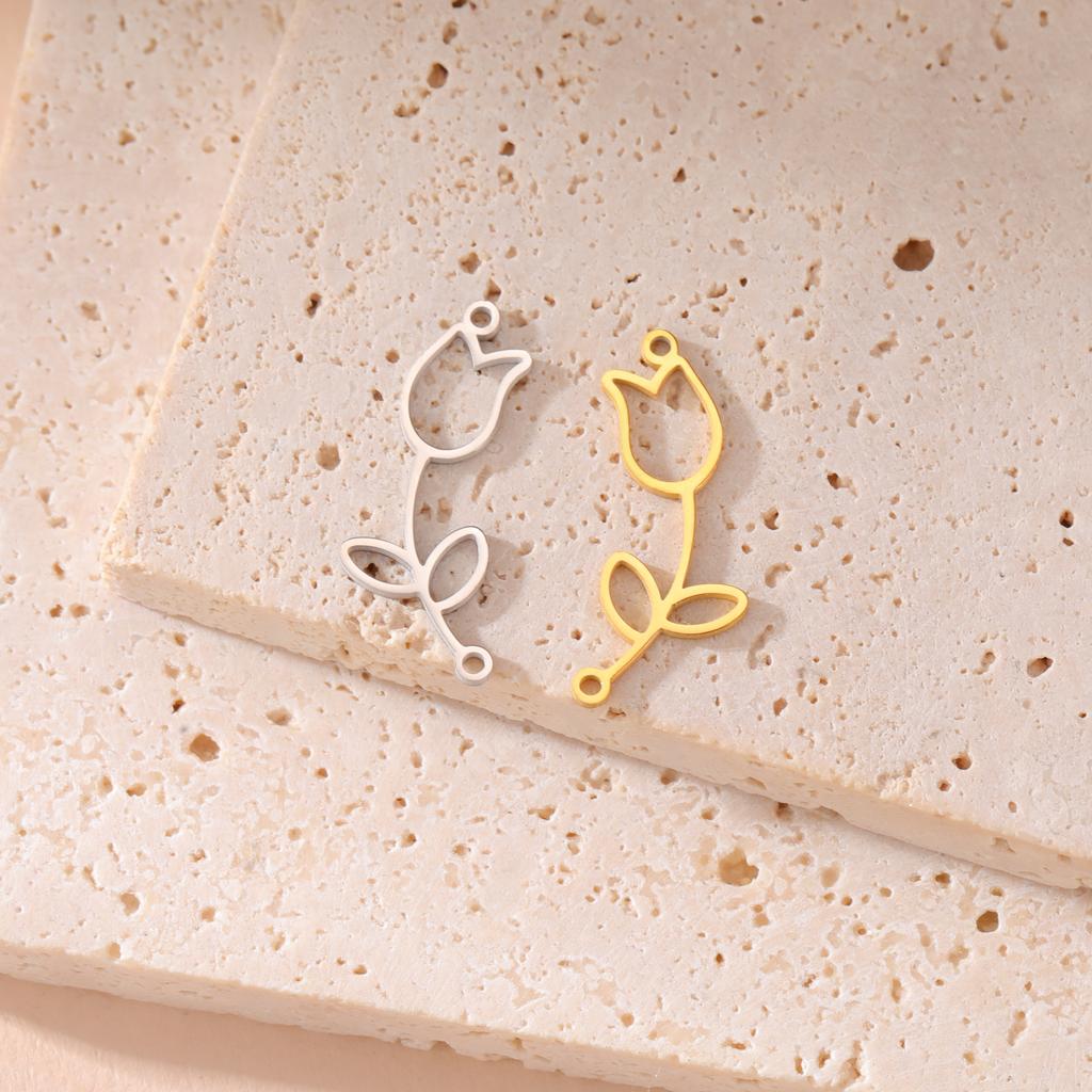 5pcs/lot Charms for Jewelry Making Stainless Steel Lotus Tulip Bicycle Elephant Pendant DIY Accessories for Bracelet Necklace