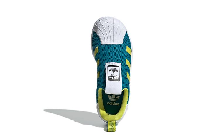 adidas Originals SUPERSTAR 360 Abrasion Resistant Breathable Low Top Kids' Skateboarding Shoes Green White Yellow FX4910