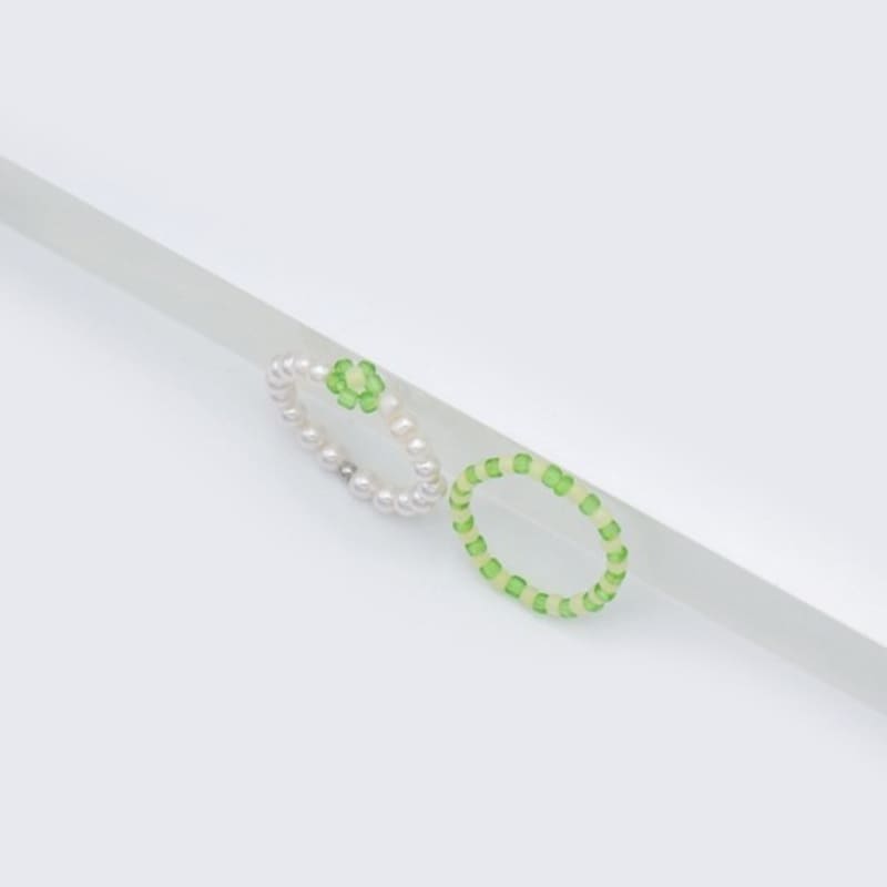 BONBEAU Refresh Flower Beads Pearl Ring Flower Bead Freshwater Pearl Layered Ring Set