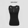 Henry collar three-button slim-fitting u-neck sling vest women's summer design sense versatile and thin sleeveless outer top