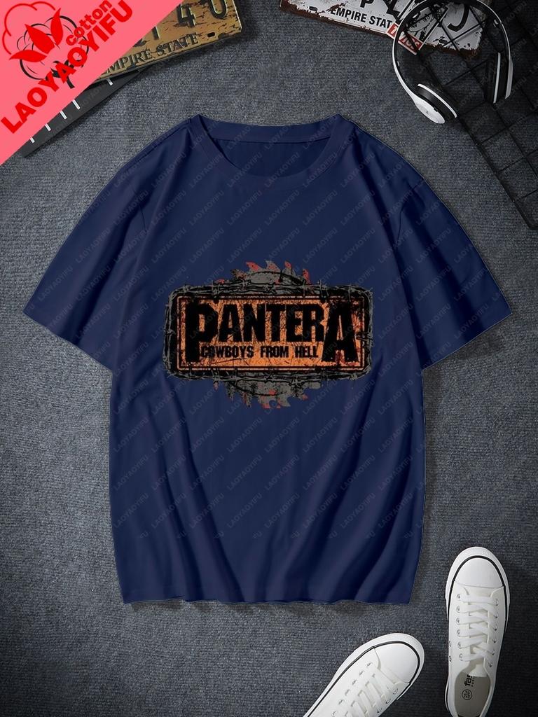 Retro Pattern TShirts From The American Band Pantera Cotton RoundNeck TShirts Are Suitable For Both Unisex And Unisex