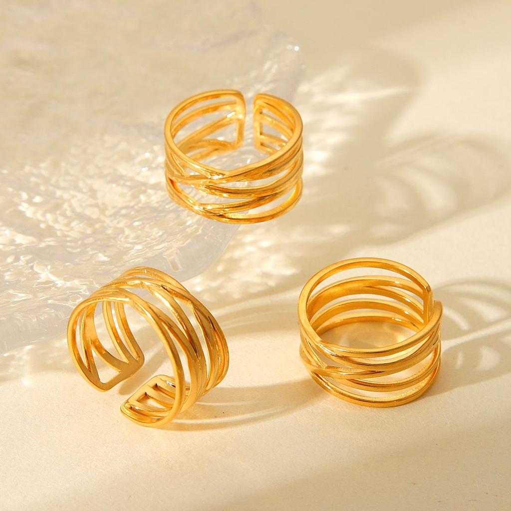 18K Gold-Plated Stainless Steel Open Ring – Stylish, Durable, and Versatile