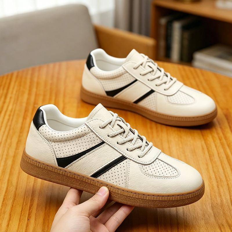 First Layer Cowhide Hollow Shoes Men's Shoes Board Shoes White Shoes Men's Genuine Leather Men's Casual Leather Shoes Hole Shoes