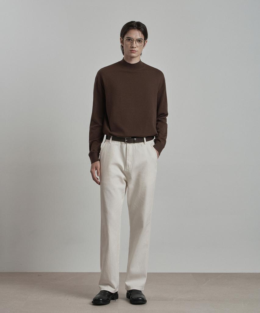 WORK ON BODY OFF Kor Semi-Overfit Mock Neck Knit [Brown]