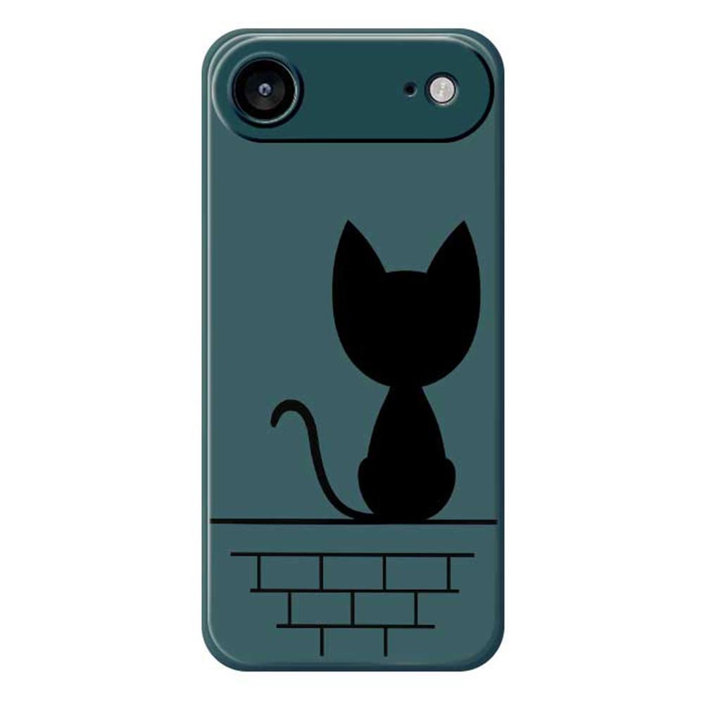 For iPhone 17 Air Case Black Cat On the Wall Pattern Printing Straight Edge TPU Phone Back Cover
