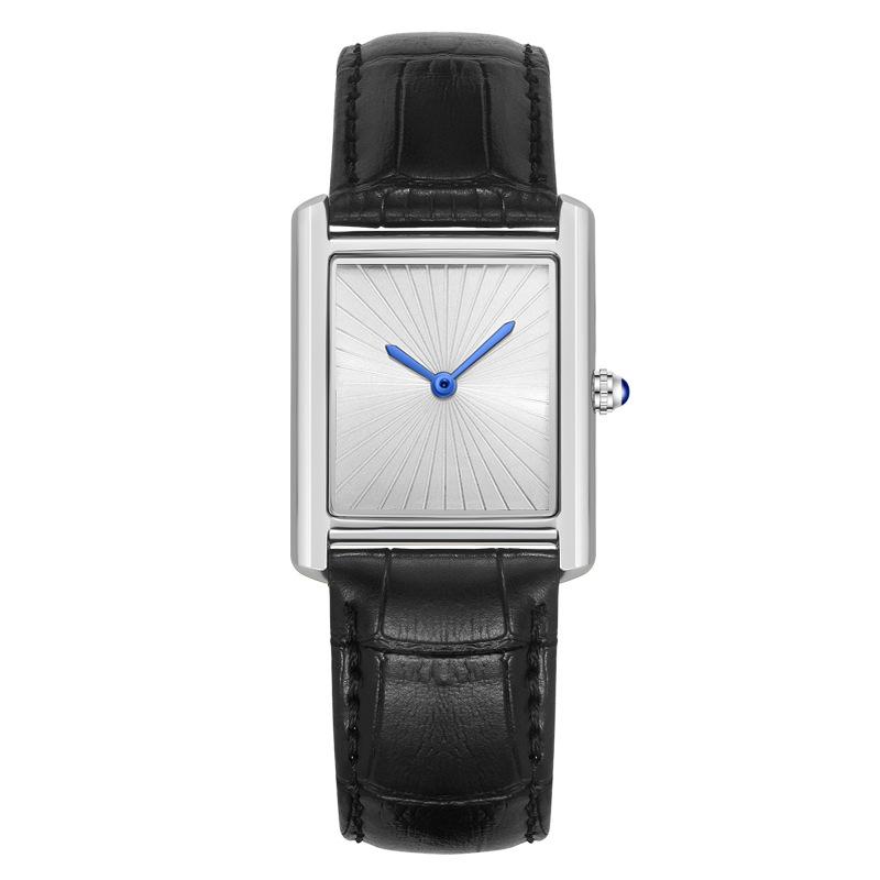 Men'S Casual Watch Classic Simple Square Two-Pin Quartz Watch Belt Men'S Watch