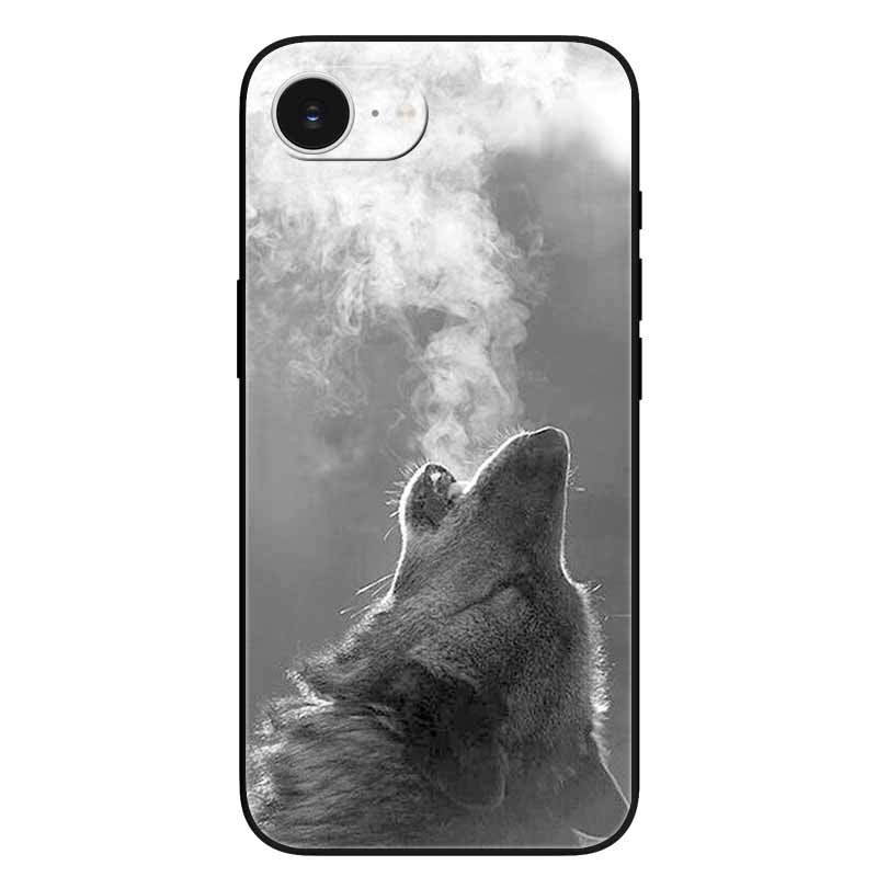 Schwarze Handyhülle Cover für Apple iPhone 16e Hüllen Gedruckte TPU Weiche Stoßfängerhülle für iPhone16e 16e 2025 Schutz Silikonhüllen