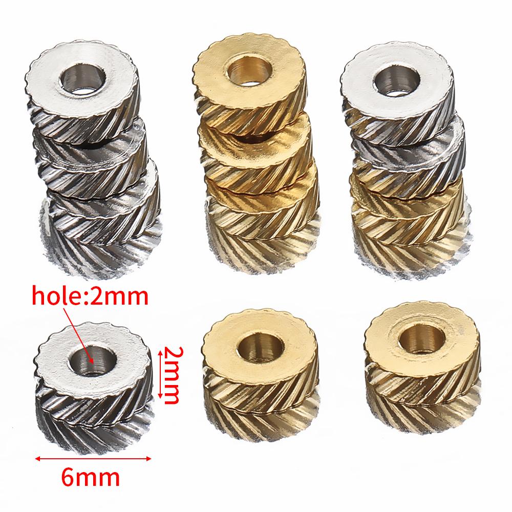 20pcs Stainless Steel Thread Bead 6mm Gold Color Engraving Spacer Beads for Jewelry Making DIY Necklace Bracelet Charms Pendants